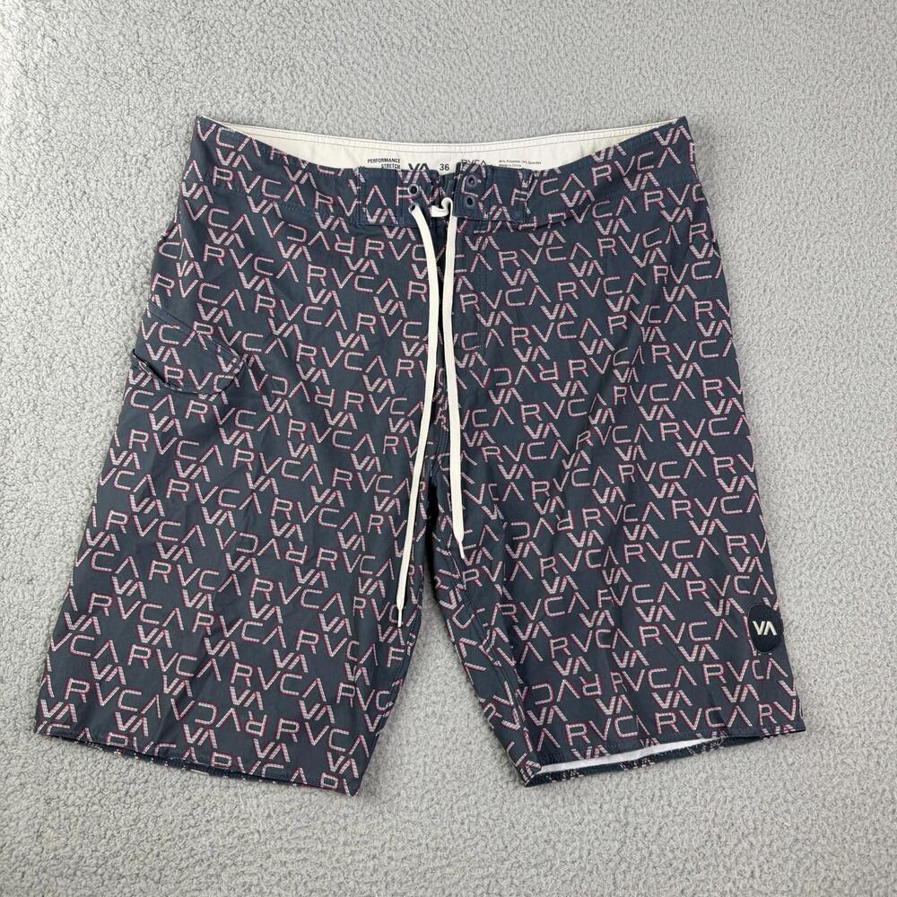 RVCA Board Shorts Men's Size 36 Performance Stretch AOP ANP 10" Inseam Gray